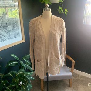 Pinque - beige knit long cardigan with pockets - S